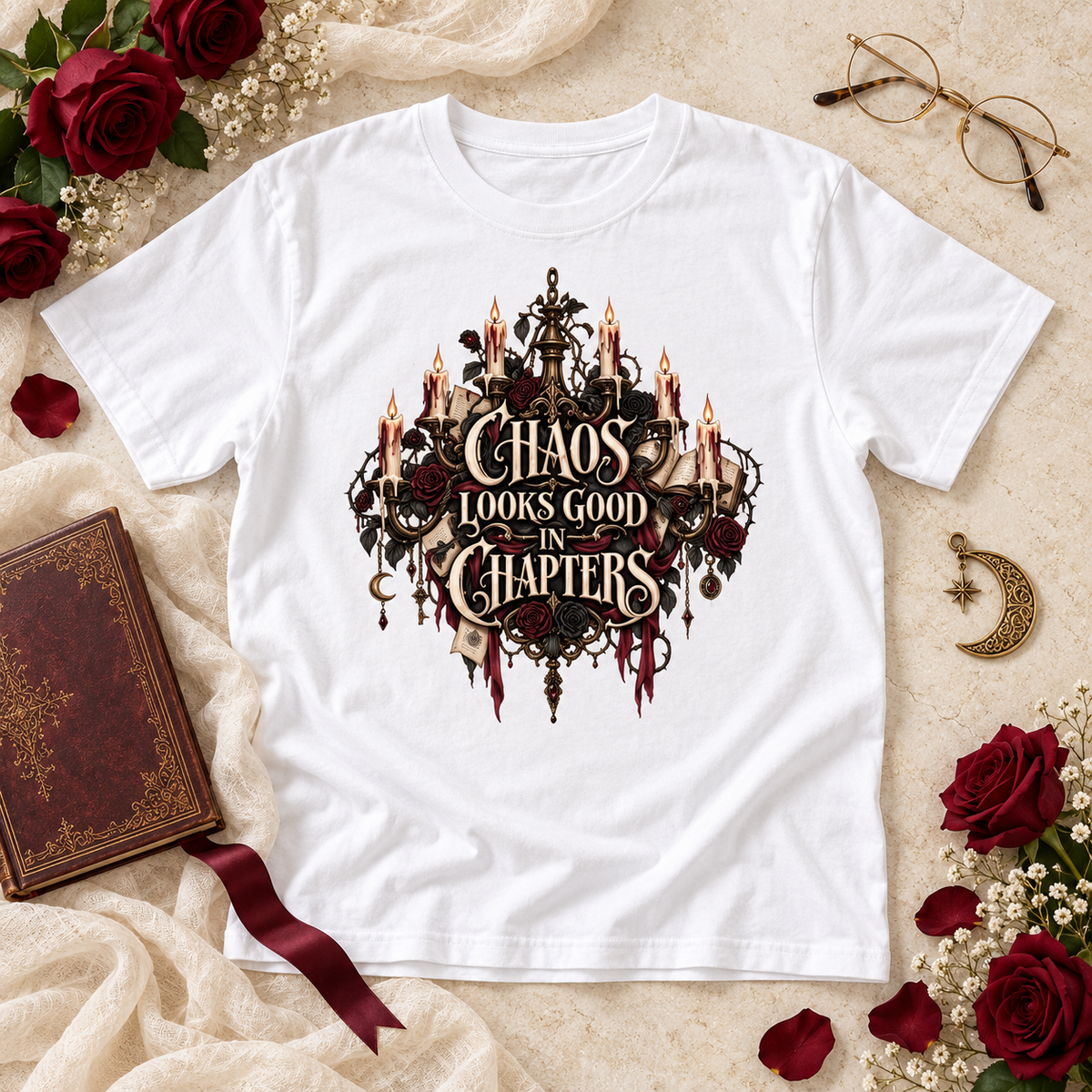 Chaos Looks Good in Chapters Shirt, Dark Romance Reader Tee, Gothic Book Lover Gift, Comfort Colors Bookish T Shirt