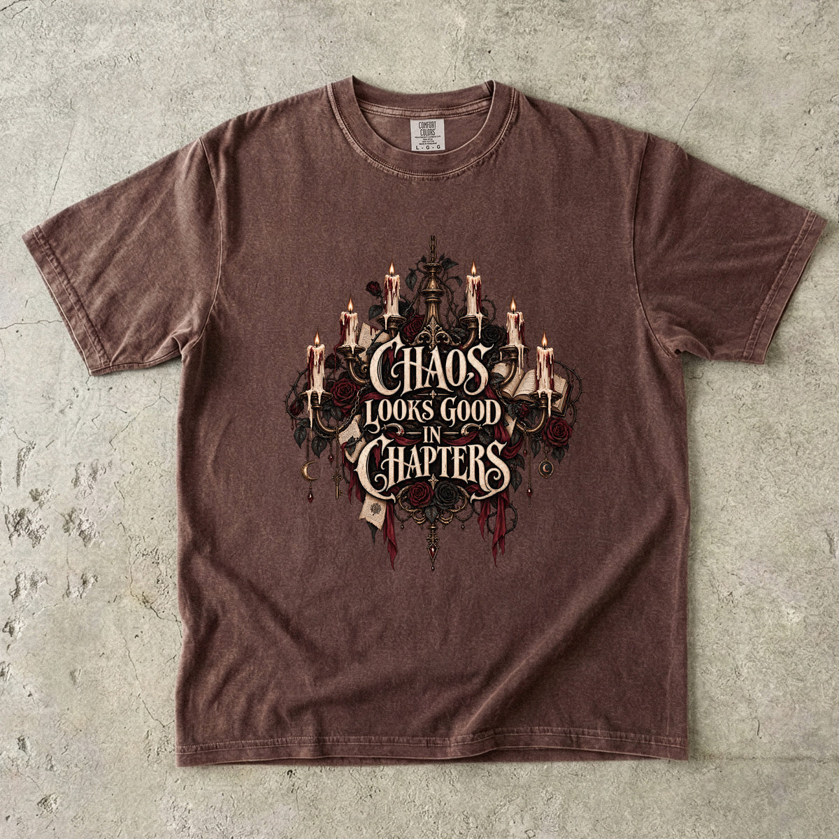 Chaos Looks Good in Chapters Shirt, Dark Romance Reader Tee, Gothic Book Lover Gift, Comfort Colors Bookish T Shirt