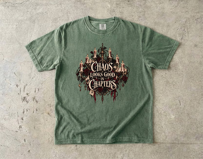 Chaos Looks Good in Chapters Shirt, Dark Romance Reader Tee, Gothic Book Lover Gift, Comfort Colors Bookish T Shirt