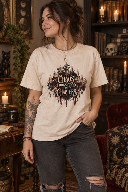 Chaos Looks Good in Chapters Shirt, Dark Romance Reader Tee, Gothic Book Lover Gift, Comfort Colors Bookish T Shirt