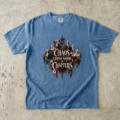 Chaos Looks Good in Chapters Shirt, Dark Romance Reader Tee, Gothic Book Lover Gift, Comfort Colors Bookish T Shirt