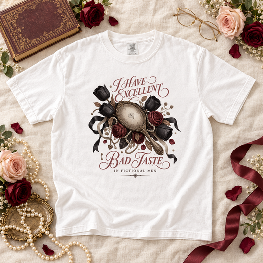 Bad Taste in Fictional Men Shirt, Dark Romance Reader Tee, Morally Gray Book Lover Gift, Comfort Colors Bookish T Shirt