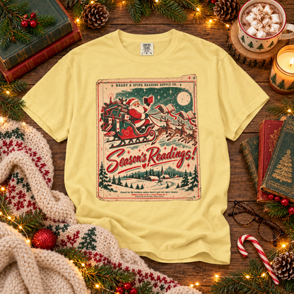 Season’s Readings Shirt, Christmas Book Lover Shirt, Vintage Santa Reading Tee, Bookish Christmas Gift, Romance Reader Holiday Shirt