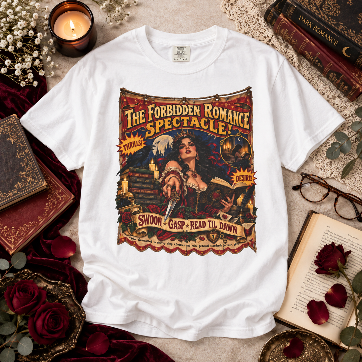 Carnival Circus Book Lover Tee, Romantasy Reader Shirt, Forbidden Romance Comfort Colors Tee, Bookish Gift