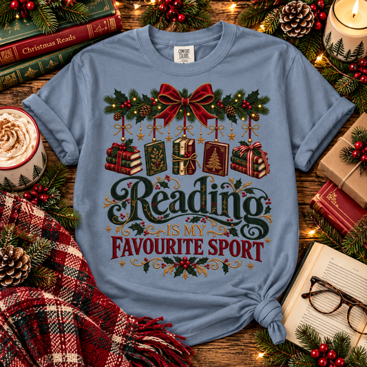 Reading Is My Favourite Sport Tee, Christmas, Book Lover Shirt, Vintage Bookish Christmas T-Shirt, Comfort Colors Reader Gift, BookTok Holiday Tee