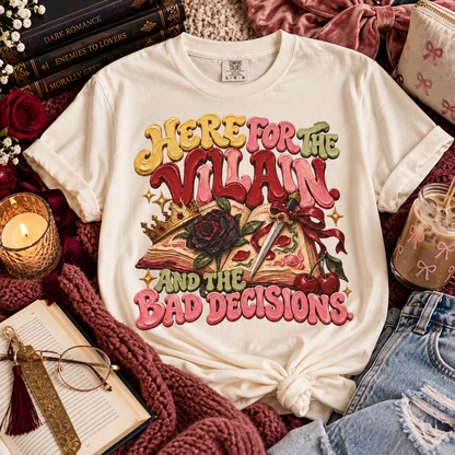 Here for the Villain Shirt, Romance Book Lover Tee, Dark Romance Reader Shirt, Morally Grey Bookish Gift, BookTok Comfort Colors Shirt