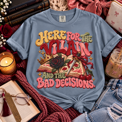 Here for the Villain Shirt, Romance Book Lover Tee, Dark Romance Reader Shirt, Morally Grey Bookish Gift, BookTok Comfort Colors Shirt
