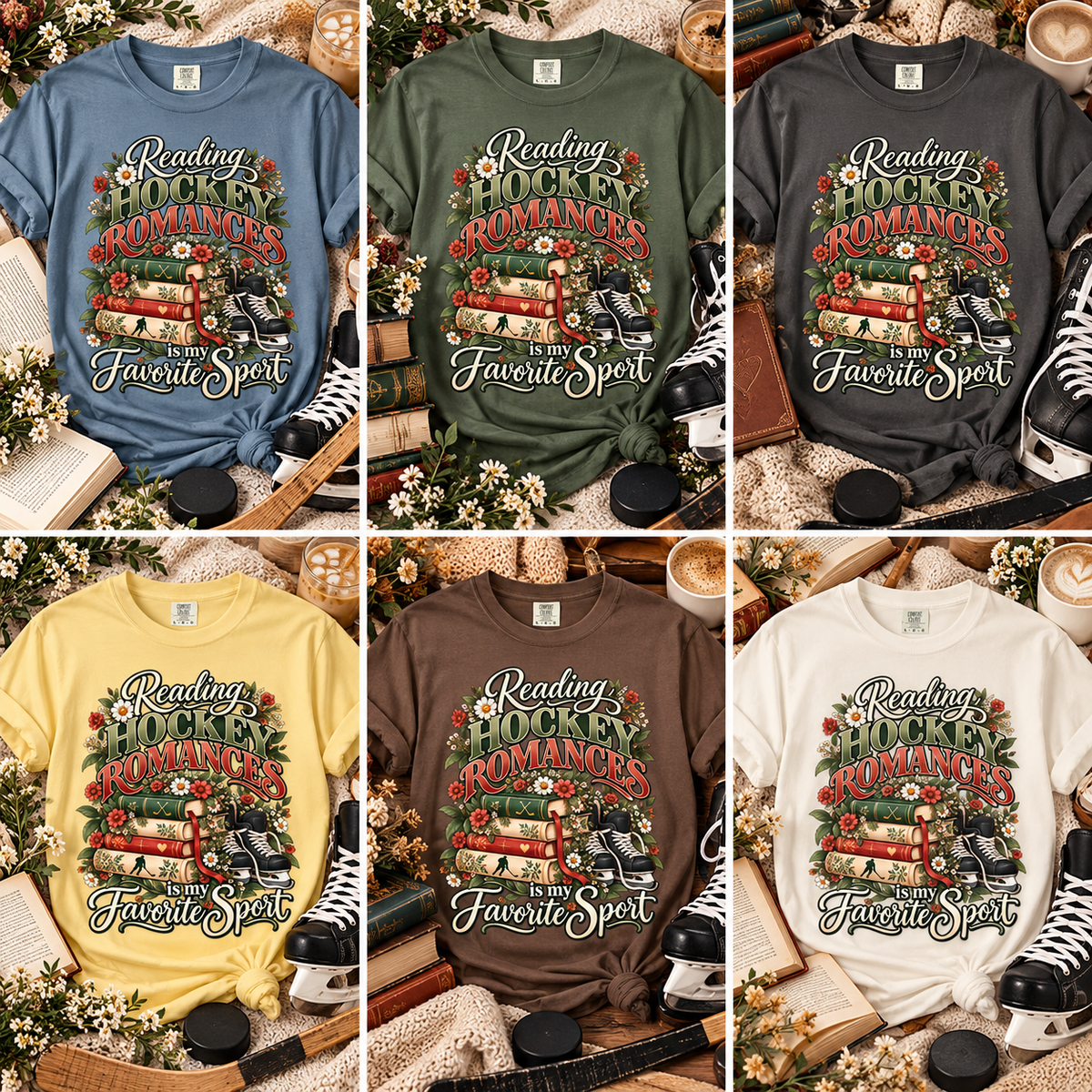Hockey Romance Shirt, Reading Hockey Romances T-Shirt, Bookish Hockey Lover Tee, Sports Romance Reader Gift, BookTok Shirt