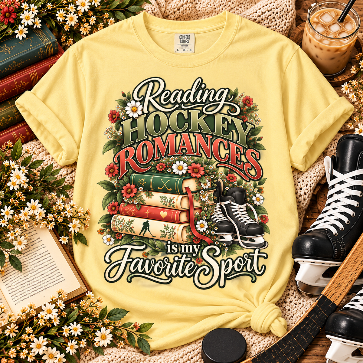 Hockey Romance Shirt, Reading Hockey Romances T-Shirt, Bookish Hockey Lover Tee, Sports Romance Reader Gift, BookTok Shirt