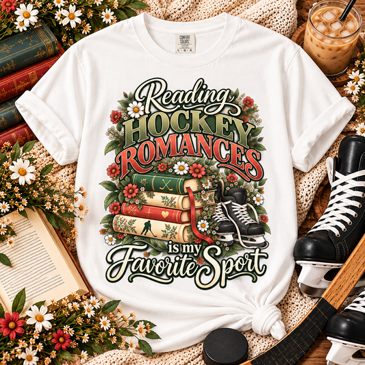 Hockey Romance Shirt, Reading Hockey Romances T-Shirt, Bookish Hockey Lover Tee, Sports Romance Reader Gift, BookTok Shirt