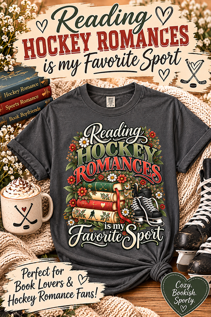Hockey Romance Shirt, Reading Hockey Romances T-Shirt, Bookish Hockey Lover Tee, Sports Romance Reader Gift, BookTok Shirt