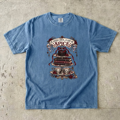 A Little Tea A Lot of Spice Tee, Dark Romance Reader Shirt, Spicy Book Lover Gift, Comfort Colors Bookish T Shirt