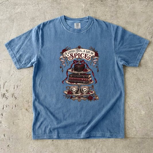 A Little Tea A Lot of Spice Tee, Dark Romance Reader Shirt, Spicy Book Lover Gift, Comfort Colors Bookish T Shirt