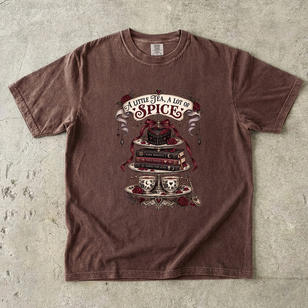 A Little Tea A Lot of Spice Tee, Dark Romance Reader Shirt, Spicy Book Lover Gift, Comfort Colors Bookish T Shirt