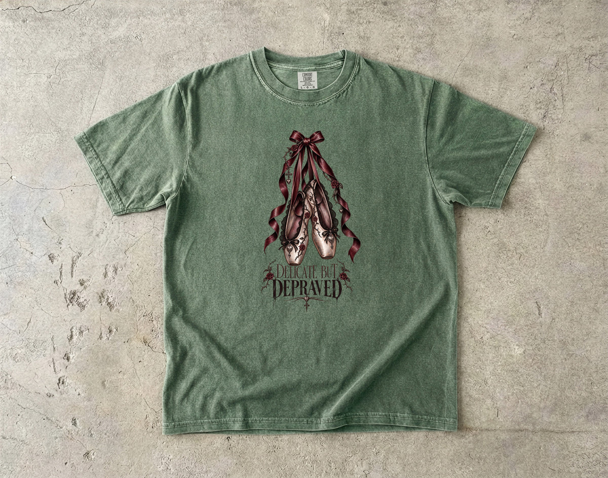 Delicate but Depraved Shirt, Dark Romance Book Lover Tee, Gothic Ballet Comfort Colors Shirt, BookTok Reader Gift