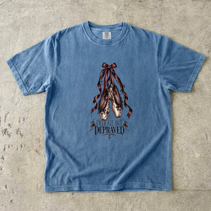 Delicate but Depraved Shirt, Dark Romance Book Lover Tee, Gothic Ballet Comfort Colors Shirt, BookTok Reader Gift