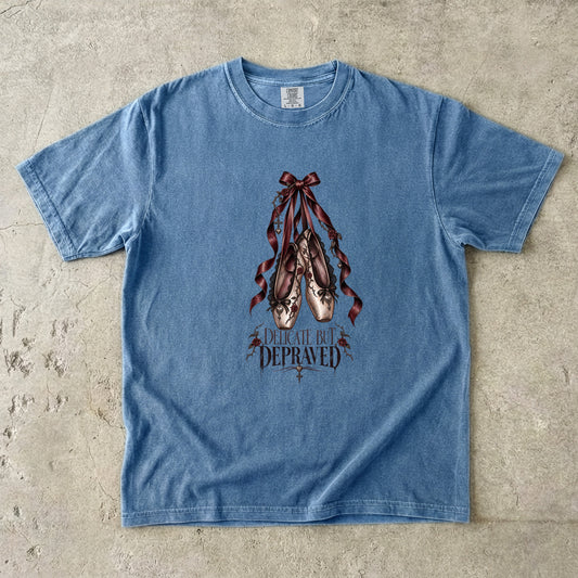 Delicate but Depraved Shirt, Dark Romance Book Lover Tee, Gothic Ballet Comfort Colors Shirt, BookTok Reader Gift