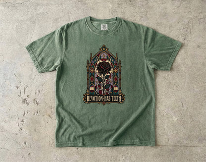 Devotion Has Teeth Shirt, Dark Romance Book Lover Tee, Gothic Rose Comfort Colors Shirt, Romantasy Reader Gift, BookTok T Shirt
