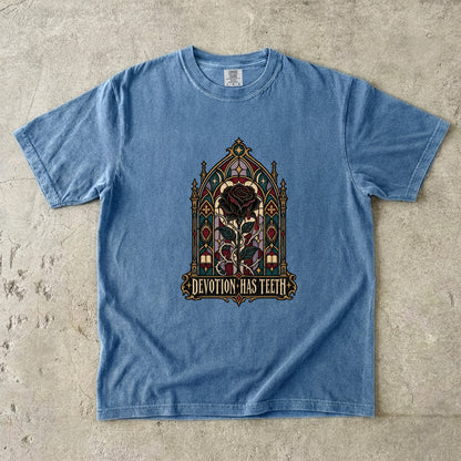 Devotion Has Teeth Shirt, Dark Romance Book Lover Tee, Gothic Rose Comfort Colors Shirt, Romantasy Reader Gift, BookTok T Shirt