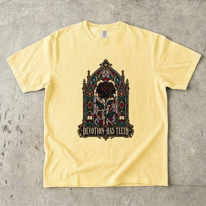 Devotion Has Teeth Shirt, Dark Romance Book Lover Tee, Gothic Rose Comfort Colors Shirt, Romantasy Reader Gift, BookTok T Shirt