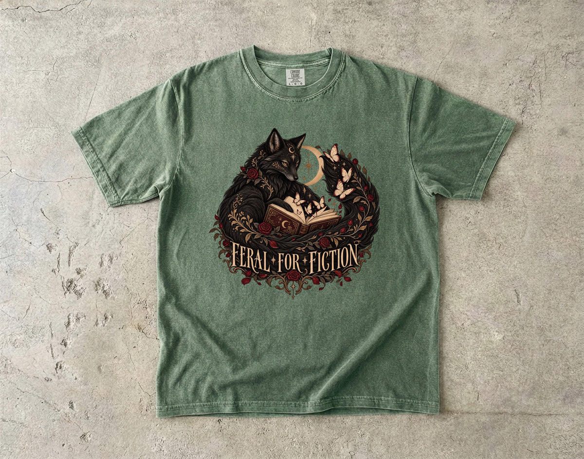 Feral for Fiction Shirt, Dark Romance Book Lover Tee, Gothic Fox Comfort Colors Shirt, Romantasy Reader Gift, BookTok T Shirt