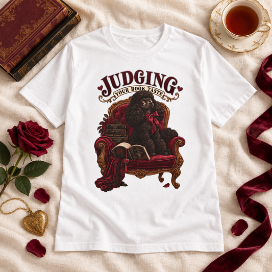 Judging Your Book Taste Shirt, Dark Romance Book Lover Tee, Funny Reader Gift, Gothic Poodle Comfort Colors Shirt, BookTok T Shirt