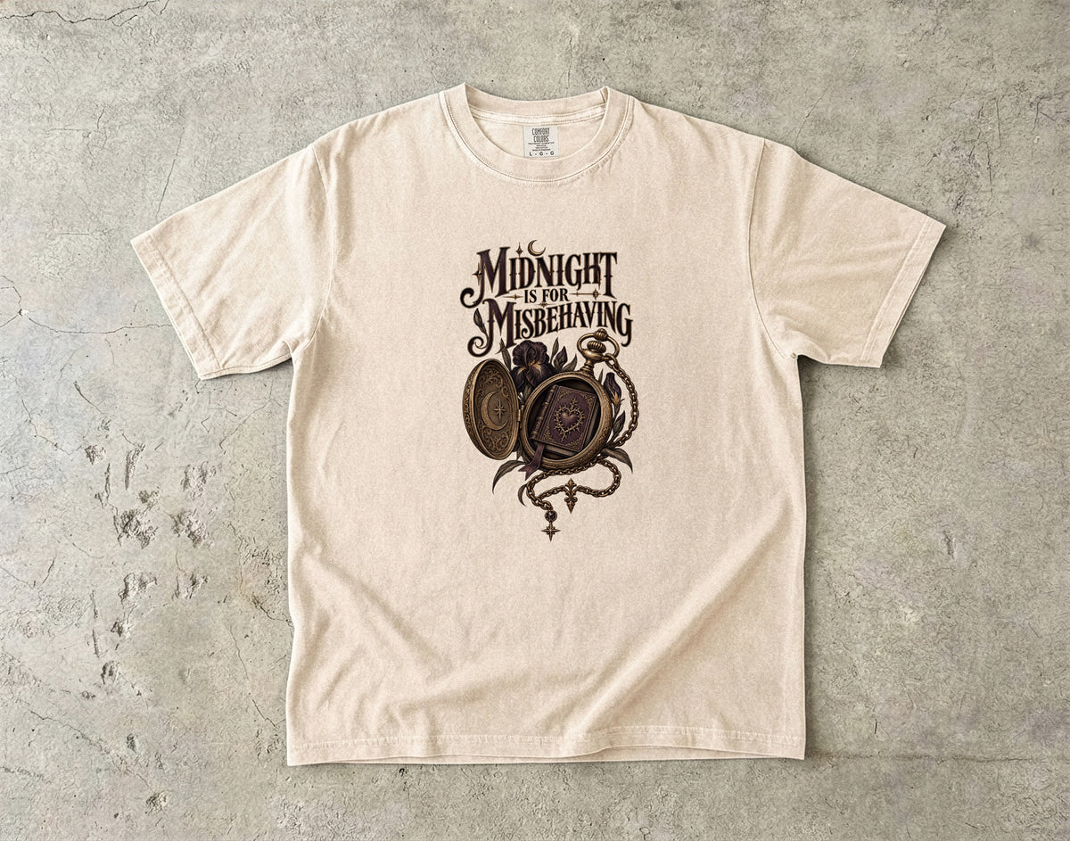 Midnight Is for Misbehaving Shirt, Dark Romance Book Lover Tee, Gothic Reader Gift, Comfort Colors Bookish T Shirt, BookTok Gift