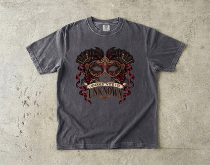 Obsessed With the Unknown Shirt, Dark Romance Book Lover Tee, Masquerade Mask Comfort Colors Shirt, Gothic Reader Gift, BookTok Tee