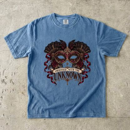 Obsessed With the Unknown Shirt, Dark Romance Book Lover Tee, Masquerade Mask Comfort Colors Shirt, Gothic Reader Gift, BookTok Tee