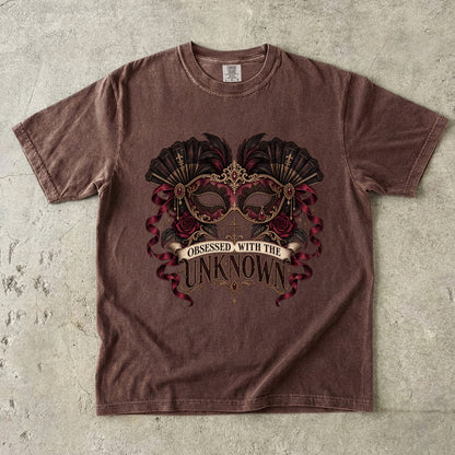 Obsessed With the Unknown Shirt, Dark Romance Book Lover Tee, Masquerade Mask Comfort Colors Shirt, Gothic Reader Gift, BookTok Tee