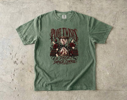 Plot Twists Shirt, Dark Romance Book Lover Tee, Poor Impulse Control Shirt, Comfort Colors Bookish T-Shirt, BookTok Reader Gift
