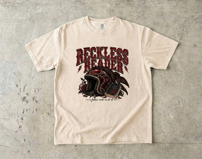 Reckless Reader Shirt, Dark Romance Book Lover Tee, Motorcycle Romance Shirt, Comfort Colors Bookish Gift, BookTok Reader Tee