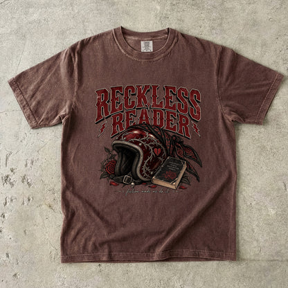 Reckless Reader Shirt, Dark Romance Book Lover Tee, Motorcycle Romance Shirt, Comfort Colors Bookish Gift, BookTok Reader Tee