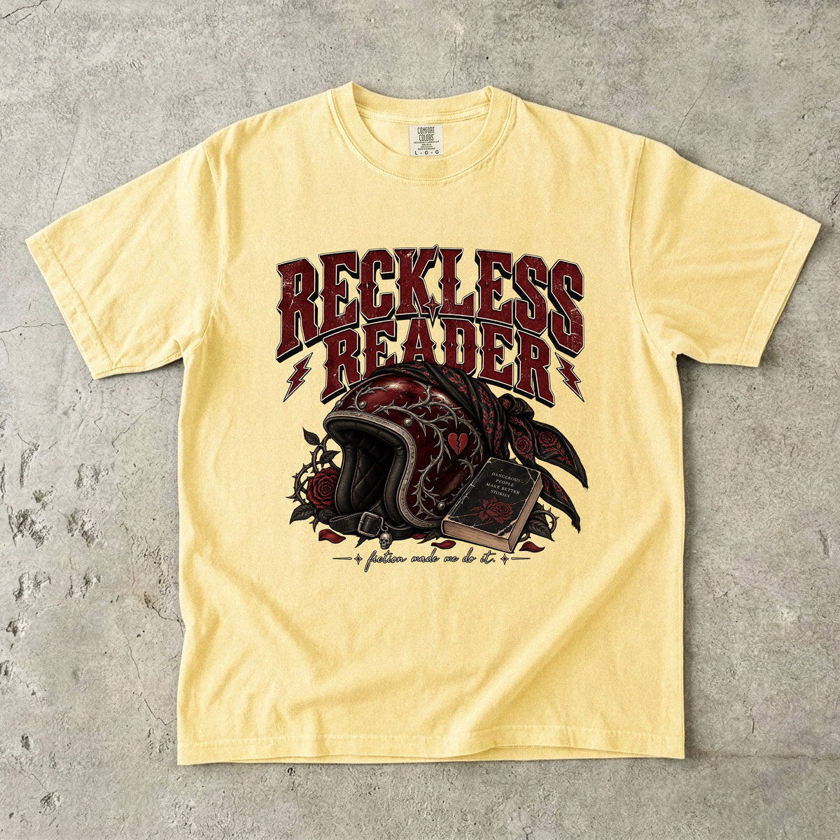 Reckless Reader Shirt, Dark Romance Book Lover Tee, Motorcycle Romance Shirt, Comfort Colors Bookish Gift, BookTok Reader Tee