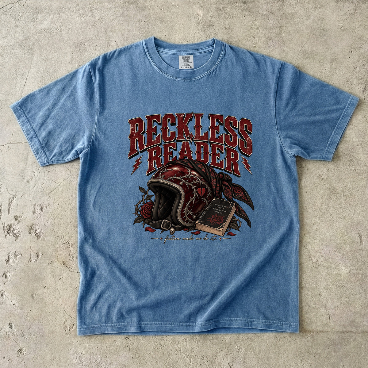 Reckless Reader Shirt, Dark Romance Book Lover Tee, Motorcycle Romance Shirt, Comfort Colors Bookish Gift, BookTok Reader Tee