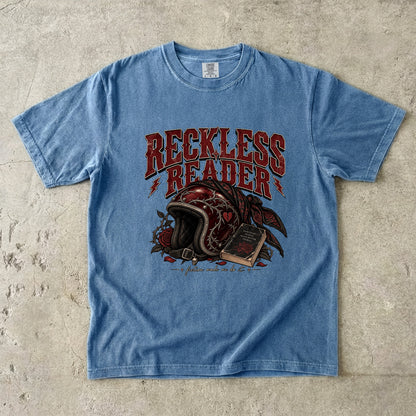 Reckless Reader Shirt, Dark Romance Book Lover Tee, Motorcycle Romance Shirt, Comfort Colors Bookish Gift, BookTok Reader Tee