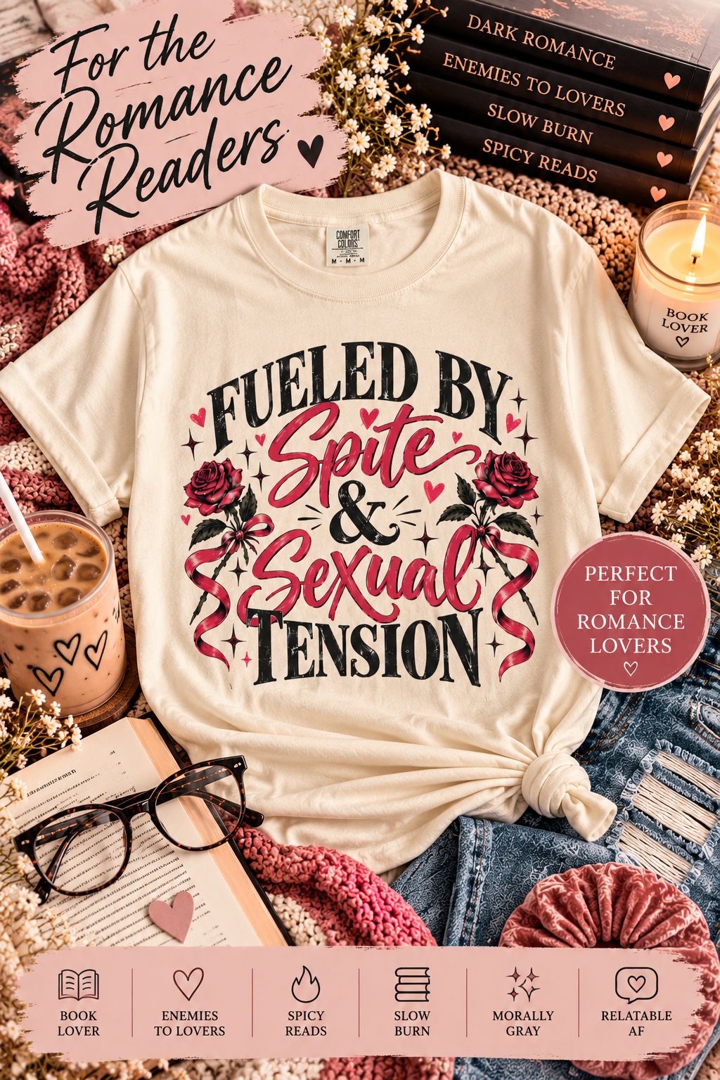 For the girls who love their books spicy and their fictional men complicated! 📚❤️‍🔥

This vintage-inspired romance reader shirt is perfect for enemies-to-lovers fans, dark romance readers, and anyone obsessed with slow-burn tension and witty banter.

The perfect bookish gift for your favorite romance-loving bestie! 💕

#BookishStyle #RomanceReader #EnemiesToLovers #BookLoverGift #SpicyBooks