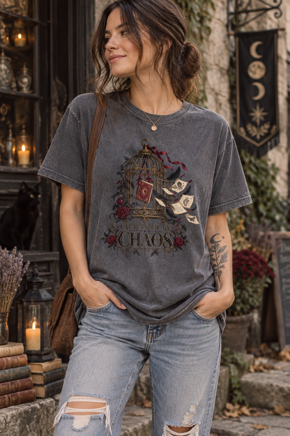Captivated by Chaos Shirt, Dark Romance Book Lover Tee, Gothic Bookish Comfort Colors Shirt, Romantasy Reader Gift