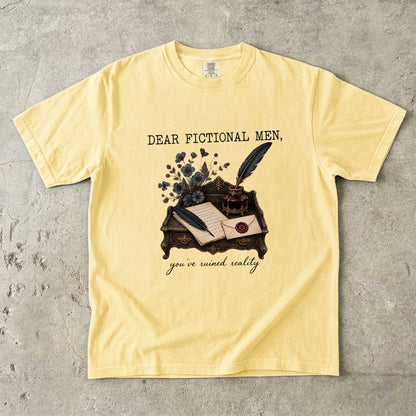 Dear Fictional Men Shirt, Dark Romance Book Lover Tee, Funny Romance Reader Gift, BookTok Comfort Colors T-Shirt