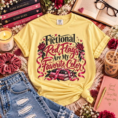 Fictional Red Flags Shirt, Dark Romance Book Lover Tee, Spicy Bookish Shirt, Morally Gray Men, Enemies to Lovers, Romance Reader Gift
