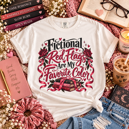 Fictional Red Flags Shirt, Dark Romance Book Lover Tee, Spicy Bookish Shirt, Morally Gray Men, Enemies to Lovers, Romance Reader Gift