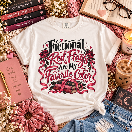 Fictional Red Flags Shirt, Dark Romance Book Lover Tee, Spicy Bookish Shirt, Morally Gray Men, Enemies to Lovers, Romance Reader Gift