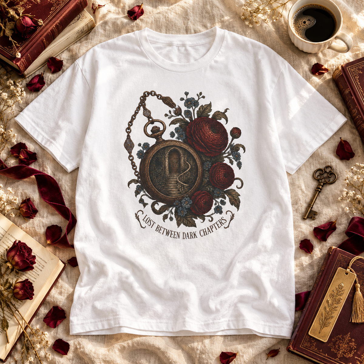 Lost Between Dark Chapters Shirt, Dark Romance Book Lover Tee, Gothic Reader Comfort Colors Shirt, Romantasy Gift