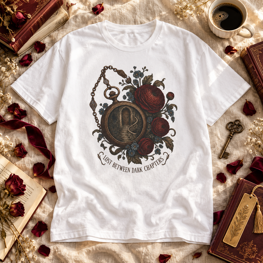 Lost Between Dark Chapters Shirt, Dark Romance Book Lover Tee, Gothic Reader Comfort Colors Shirt, Romantasy Gift