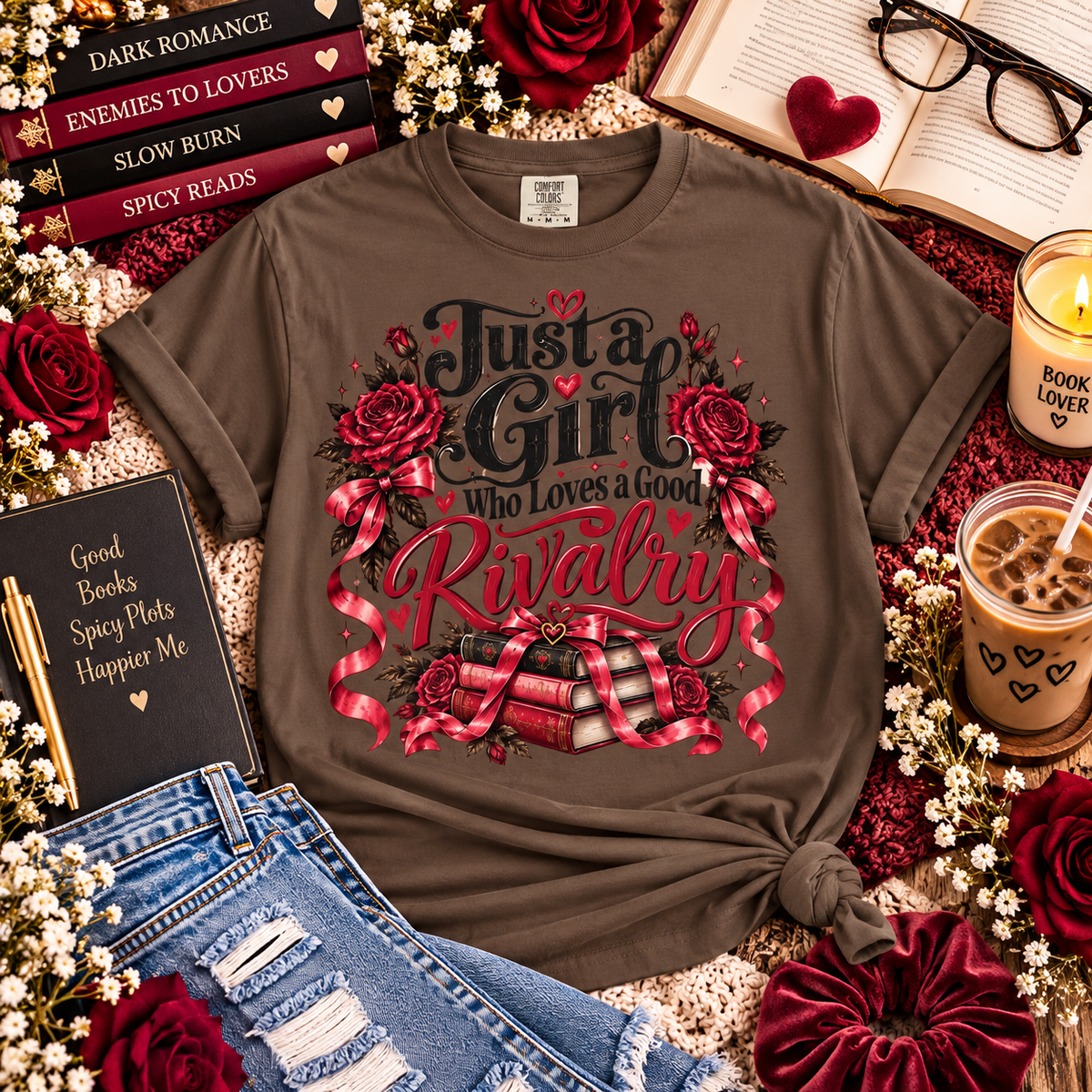 Just a Girl Who Loves a Good Rivalry Shirt, Enemies to Lovers Bookish Tee, Romance Reader Gift, Spicy Book Lover Shirt, Book Club Gift