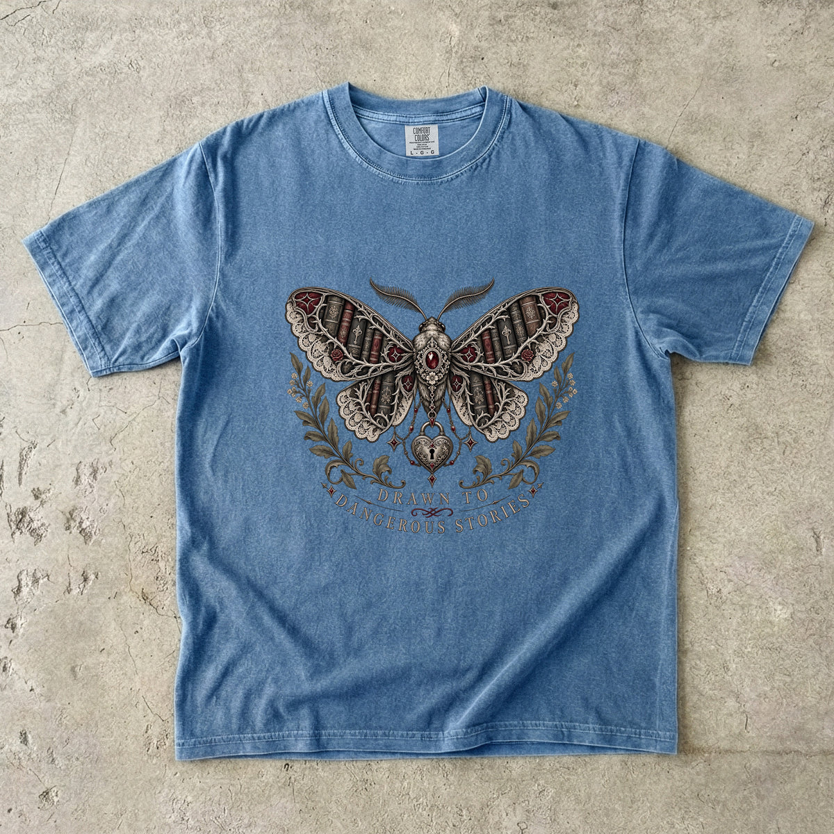Drawn to Dangerous Stories Shirt, Dark Romance Reader Tee, Gothic Moth Comfort Colors Shirt, Book Lover Gift