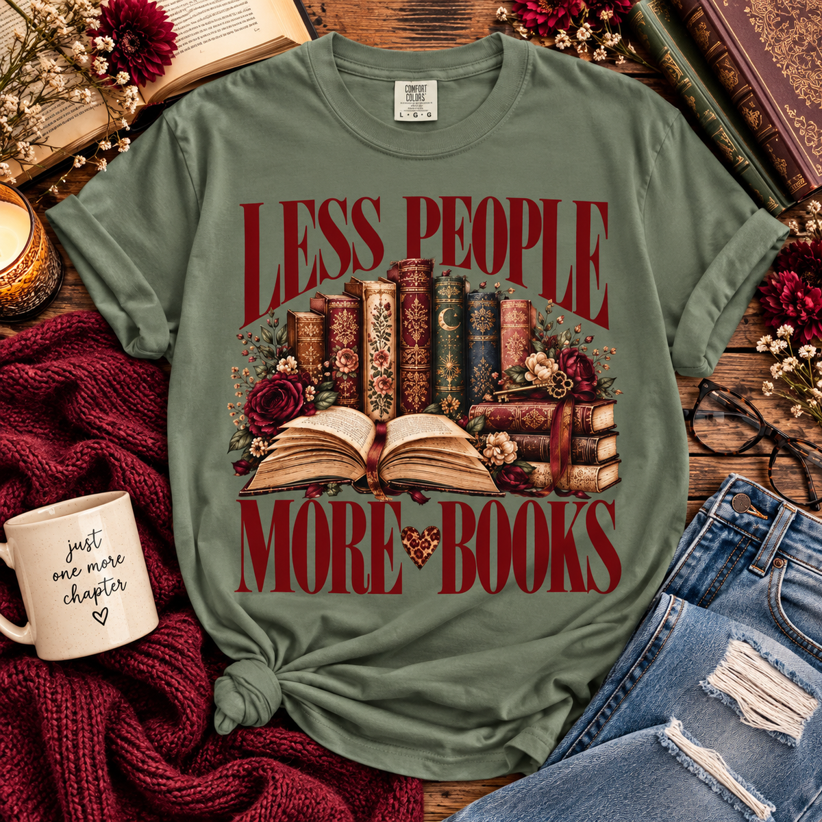 Less People More Books Shirt, Book Lover T Shirt, Vintage Bookish Tee, Reading Shirt, BookTok Gift, Introvert Shirt, Reader Gift