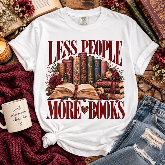 Less People More Books Shirt, Book Lover T Shirt, Vintage Bookish Tee, Reading Shirt, BookTok Gift, Introvert Shirt, Reader Gift