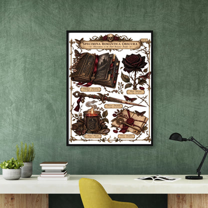 Dark Romance Reader Printable Wall Art, Gothic Book Lover Specimen Print, Vintage Dark Academia Digital Download