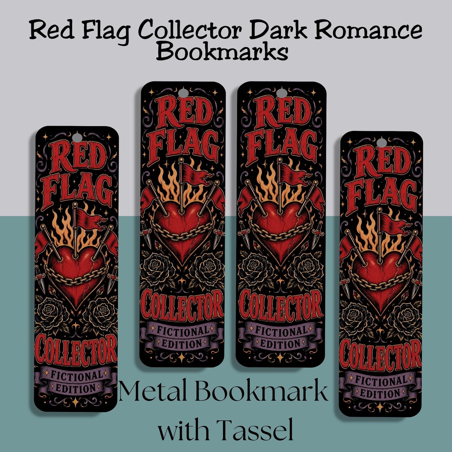 Red Flag Collector Bookmark, Fictional Edition Metal Bookmark, Dark Romance Reader Gift, Book Lover Bookmark